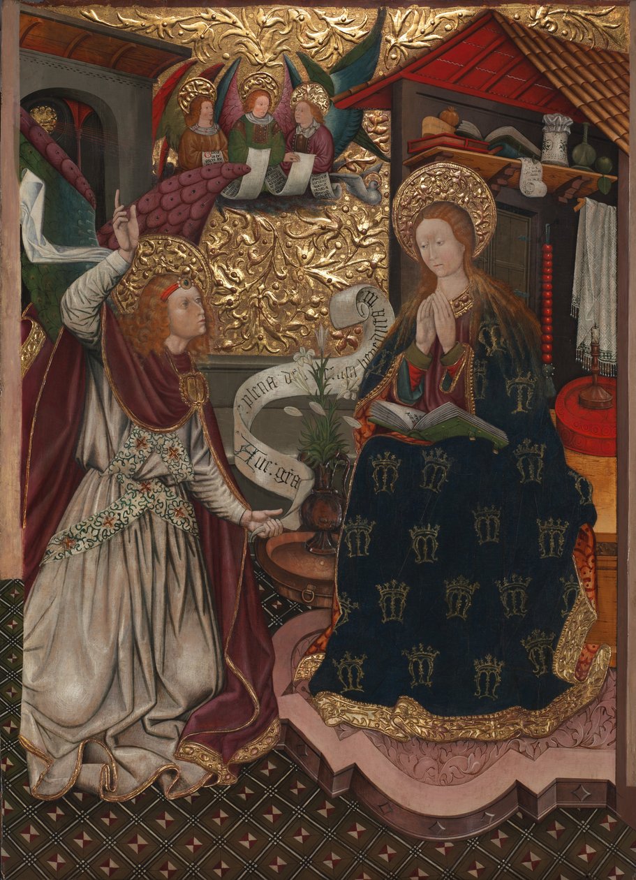 Bebudelsen og Fødslen, ca. 1457 (olie, tempera og guld på træpanel) af Jaume Ferrer
