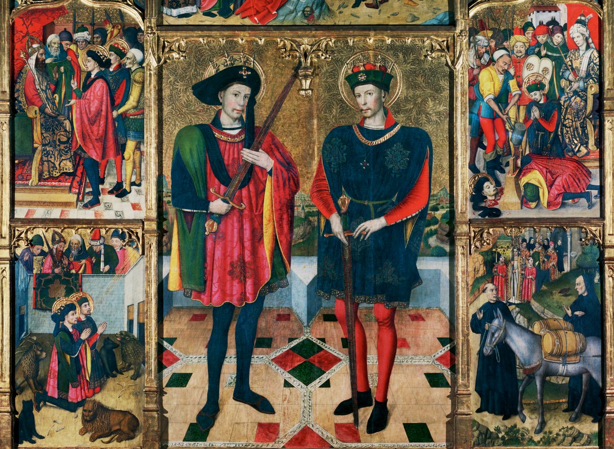 Alter for helgenerne Abdon og Senen, vist i ... af Jaume Huguet
