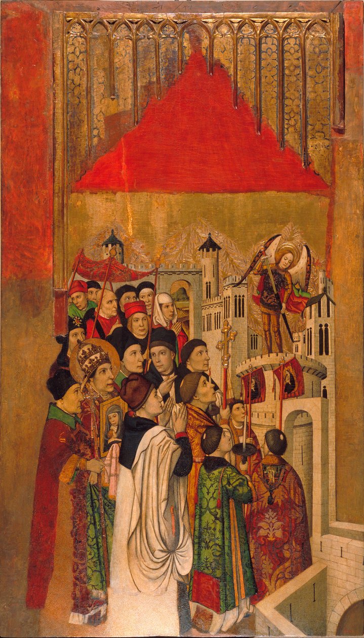 Apparition of Saint Michel at the Chateau Saint Angedani af Jaume Huguet