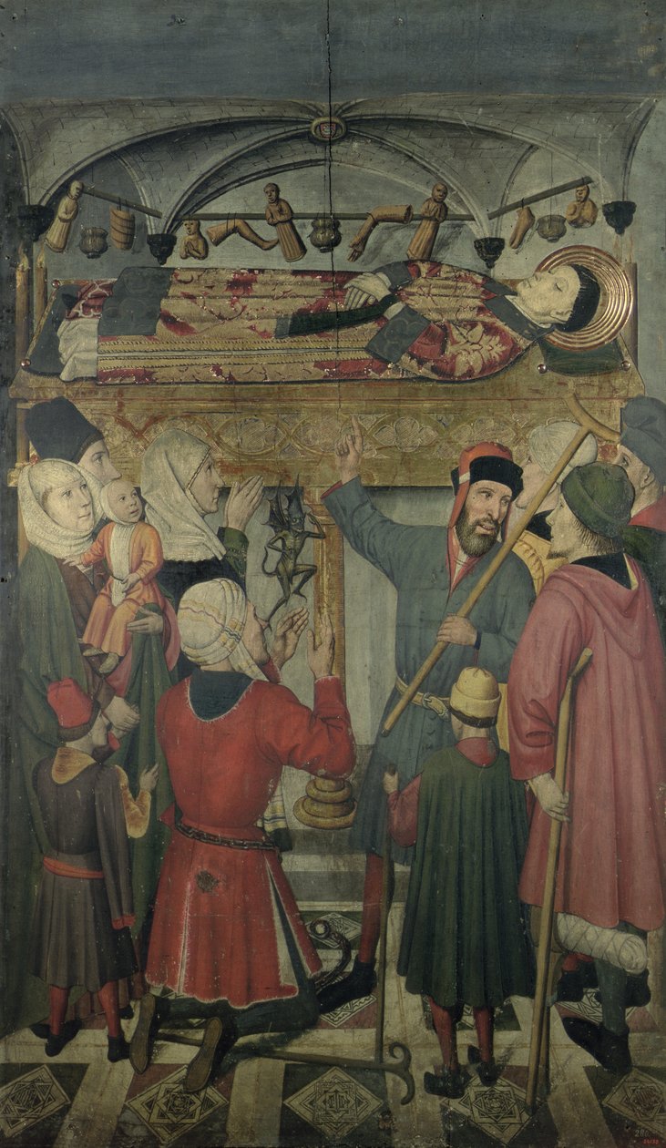 Eksorcisme af en besat mand under St. Vincent af Saragossas grav (d.304) fra altertavlen af St. Vincent af Saragossa af Jaume Huguet