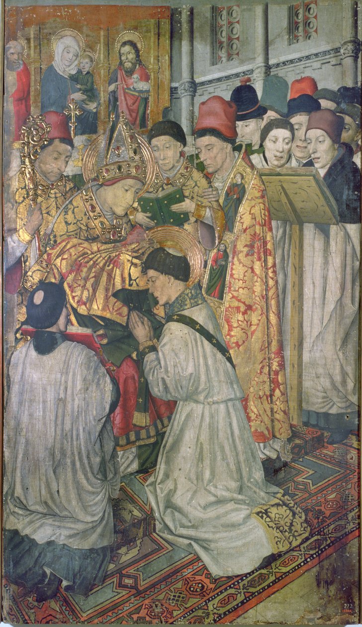 Panel af St. Vincents Orden af biskoppen af Saragossa, St. Valerio (olie på panel) af Jaume Huguet
