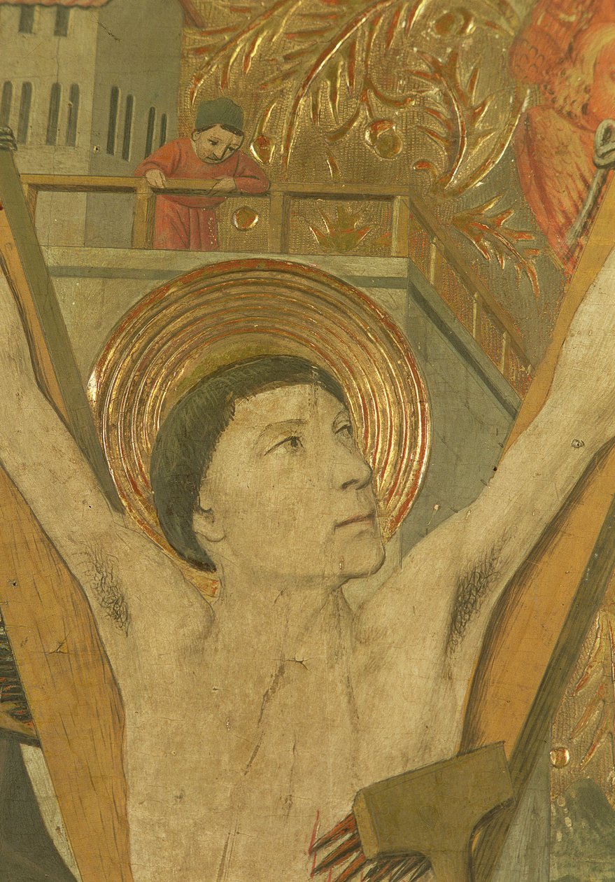 St. Vincents martyrium, detalje af Vincent på korset af Jaume Huguet