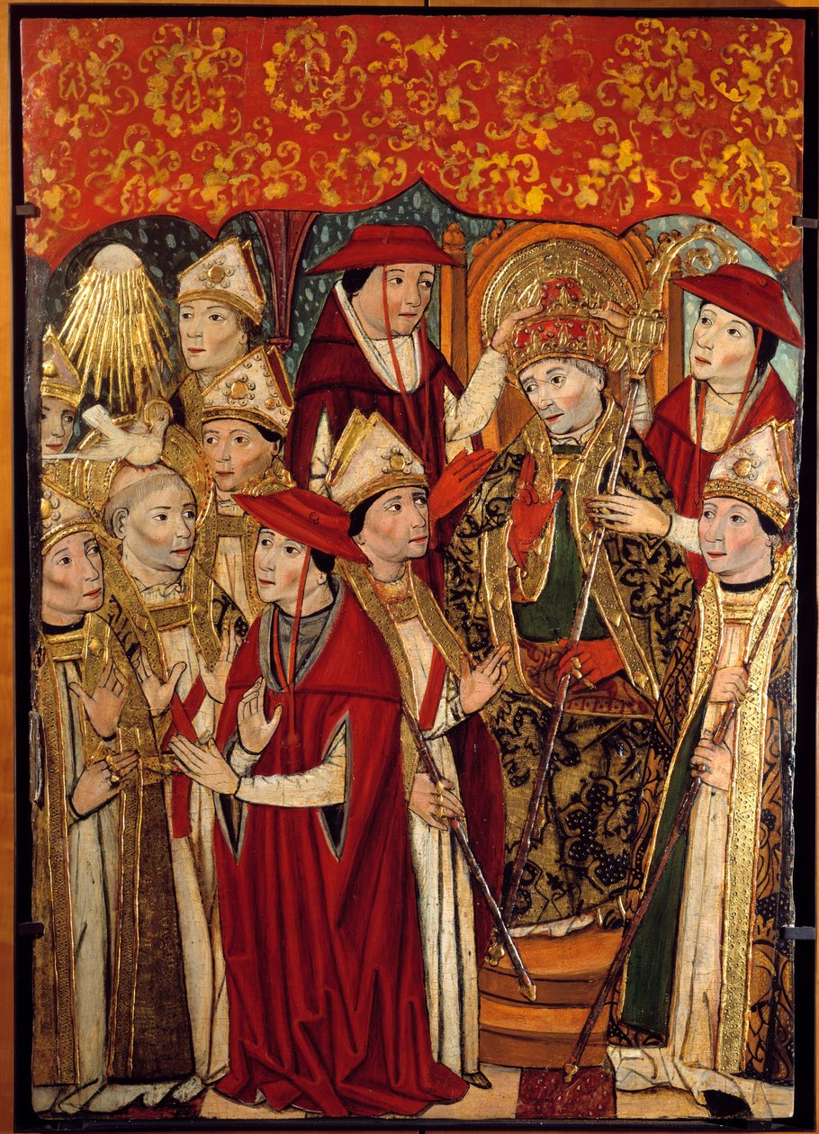 Valget af Saint Fabien til Papaute (236 til 250). Maleri af Jaime Huguet (1415-1492) af Jaume Huguet
