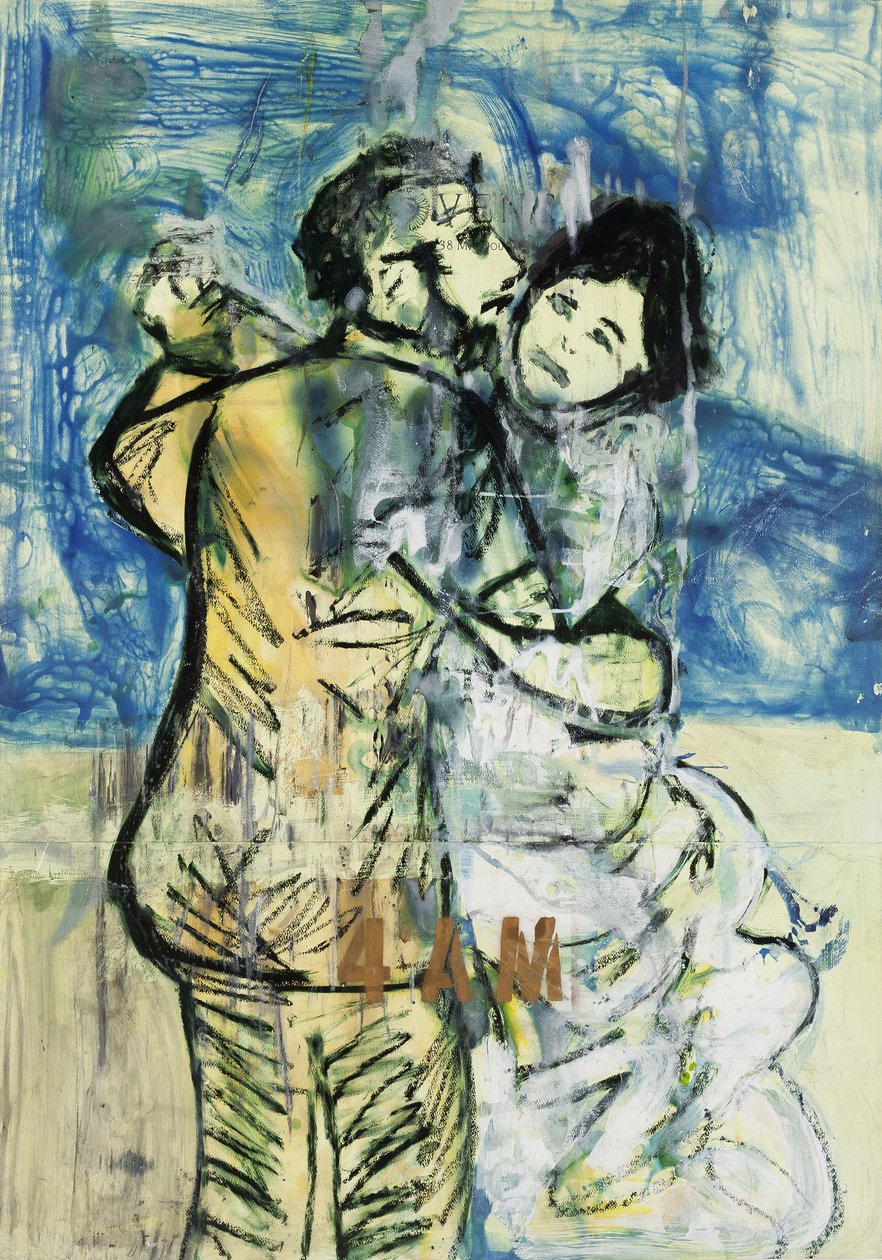 4AM, 2012 (mixed media på akvarelpapir monteret på panel med opskrift på bagsiden) af Jay Batlle