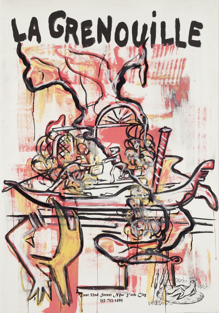Anti-Social Pasta, 2012 (mixed media på akvarelpapir monteret på panel med opskrift på bagsiden) af Jay Batlle