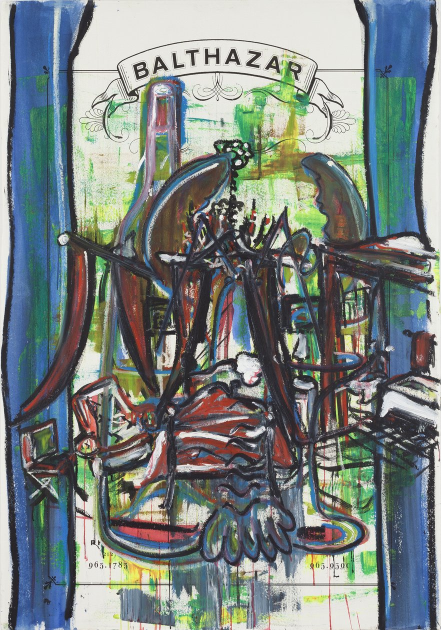 Après Le Vernissage, 2012 (mixed media på akvarelpapir monteret på panel med opskrift på bagsiden) af Jay Batlle