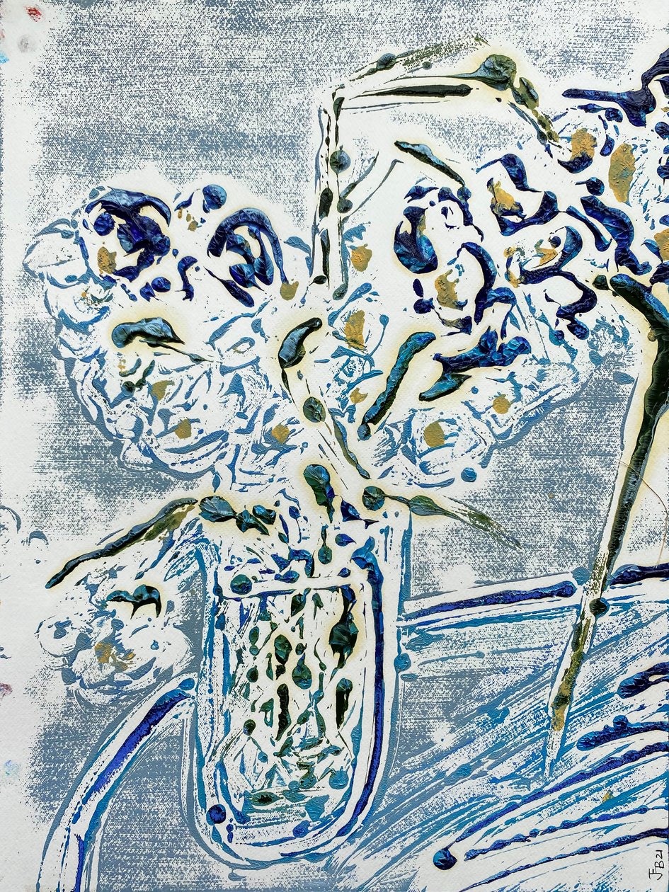 Fleur De Sel No. 02 Blue Carmel Monotype, 2021 (olie på papir) af Jay Batlle