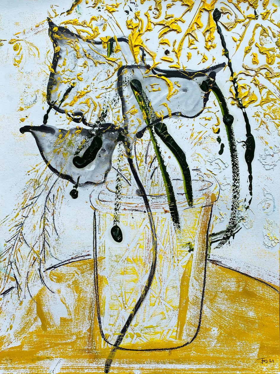 Fleur De Sel No. 08 Gold Black White Monotype, 2021 (olie på papir) af Jay Batlle