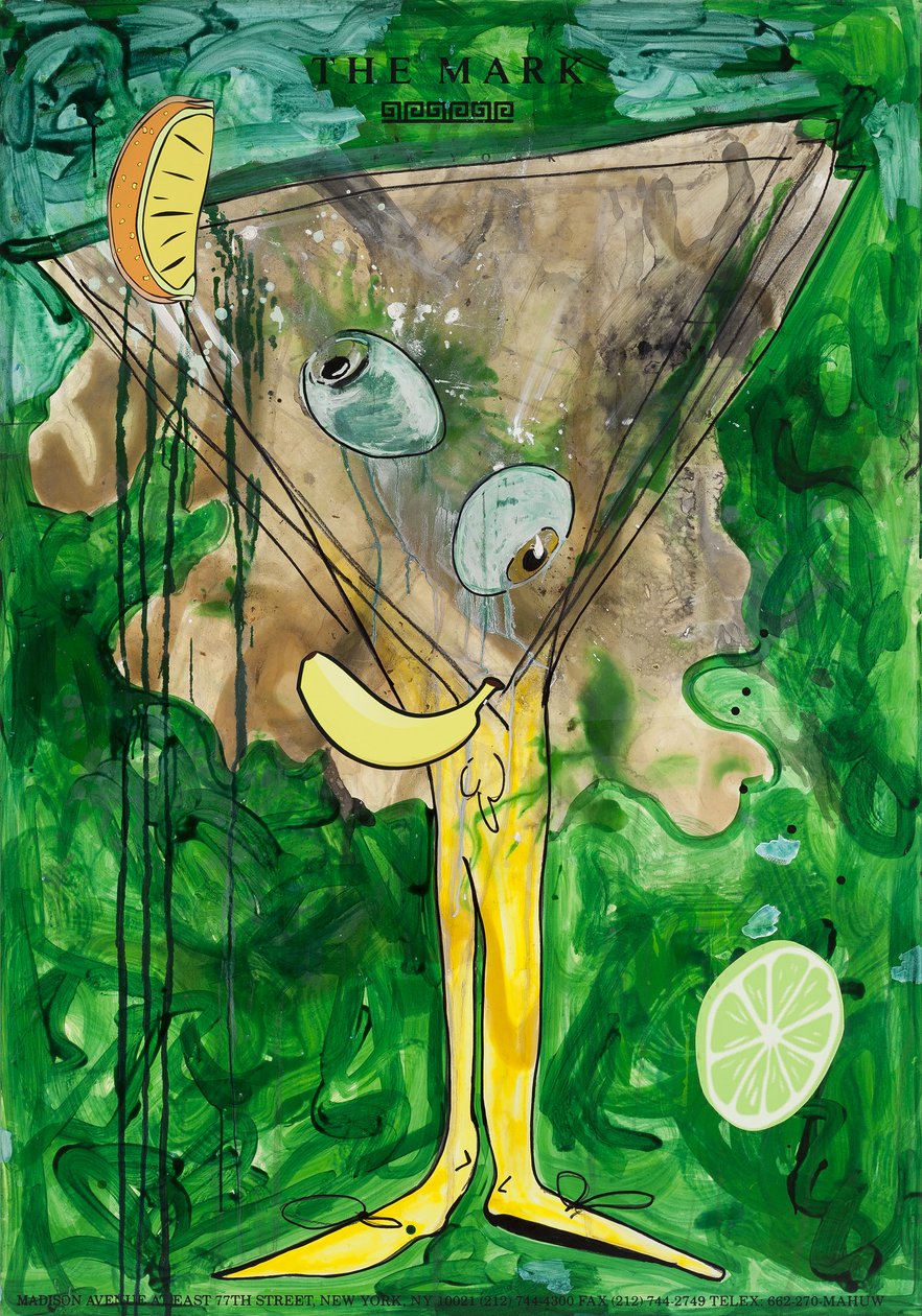 Fruitbreakthrough, 2010 (blandede medier på akvarelpapir monteret på panel med opskrift på bagsiden) af Jay Batlle