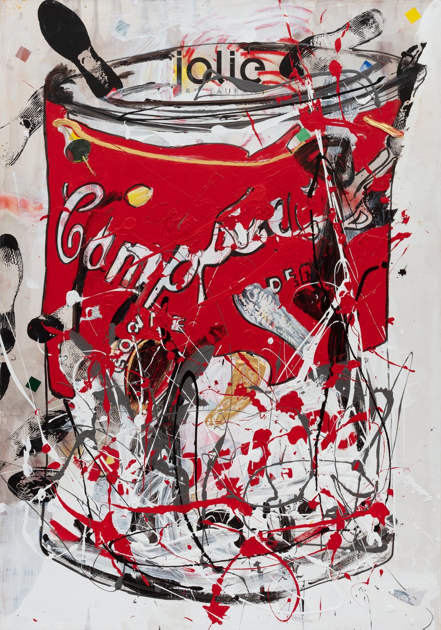 Jolie Soup Can, 2019 (husmaling og blæk på lærred) af Jay Batlle