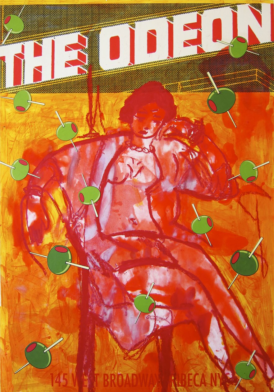 The Odeon, 2012 (mixed media på akvarelpapir monteret på panel med opskrift på bagsiden) af Jay Batlle