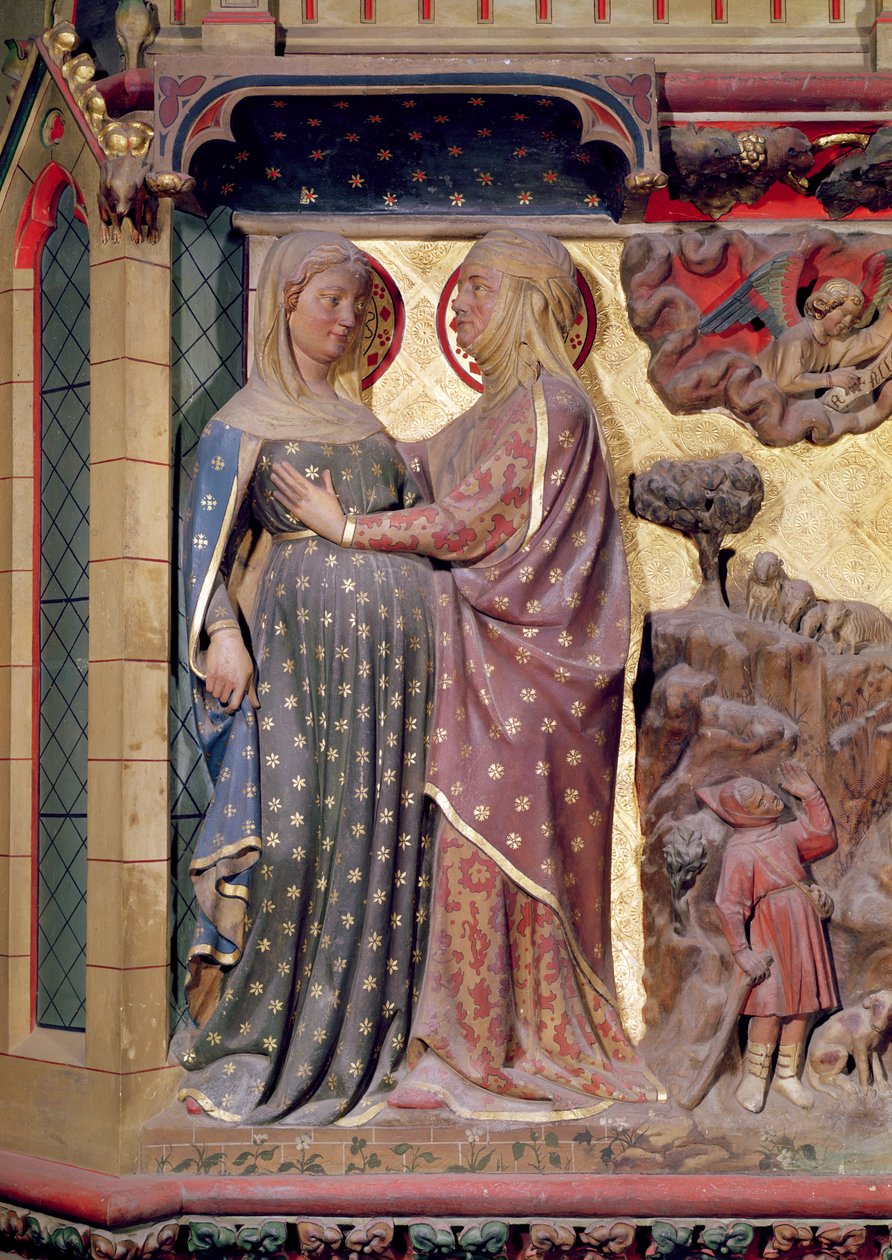 The Visitation, 1340-51 (malet sten) af Jean and Jean Le Boutellier Ravy