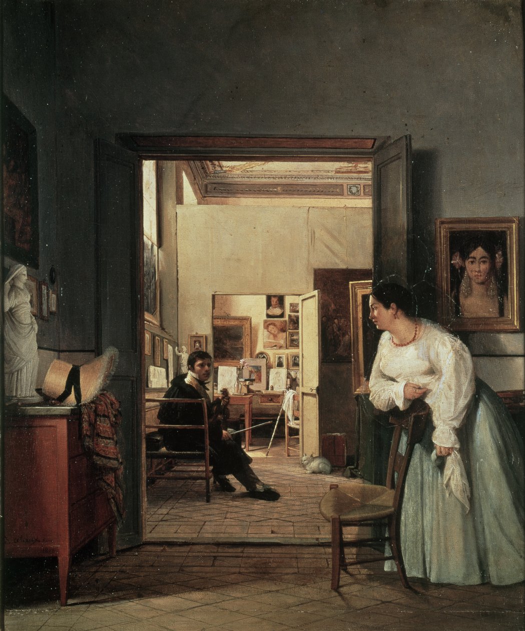 The Studio of Ingres i Rom, 1818 af Jean Alaux