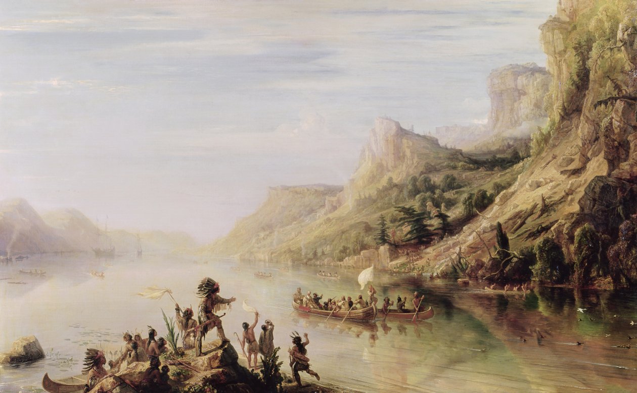 Jacques Cartier (1491-1557) opdagede Sankt Lawrence-floden i 1535, 1847 af Jean Antoine Theodore Gudin