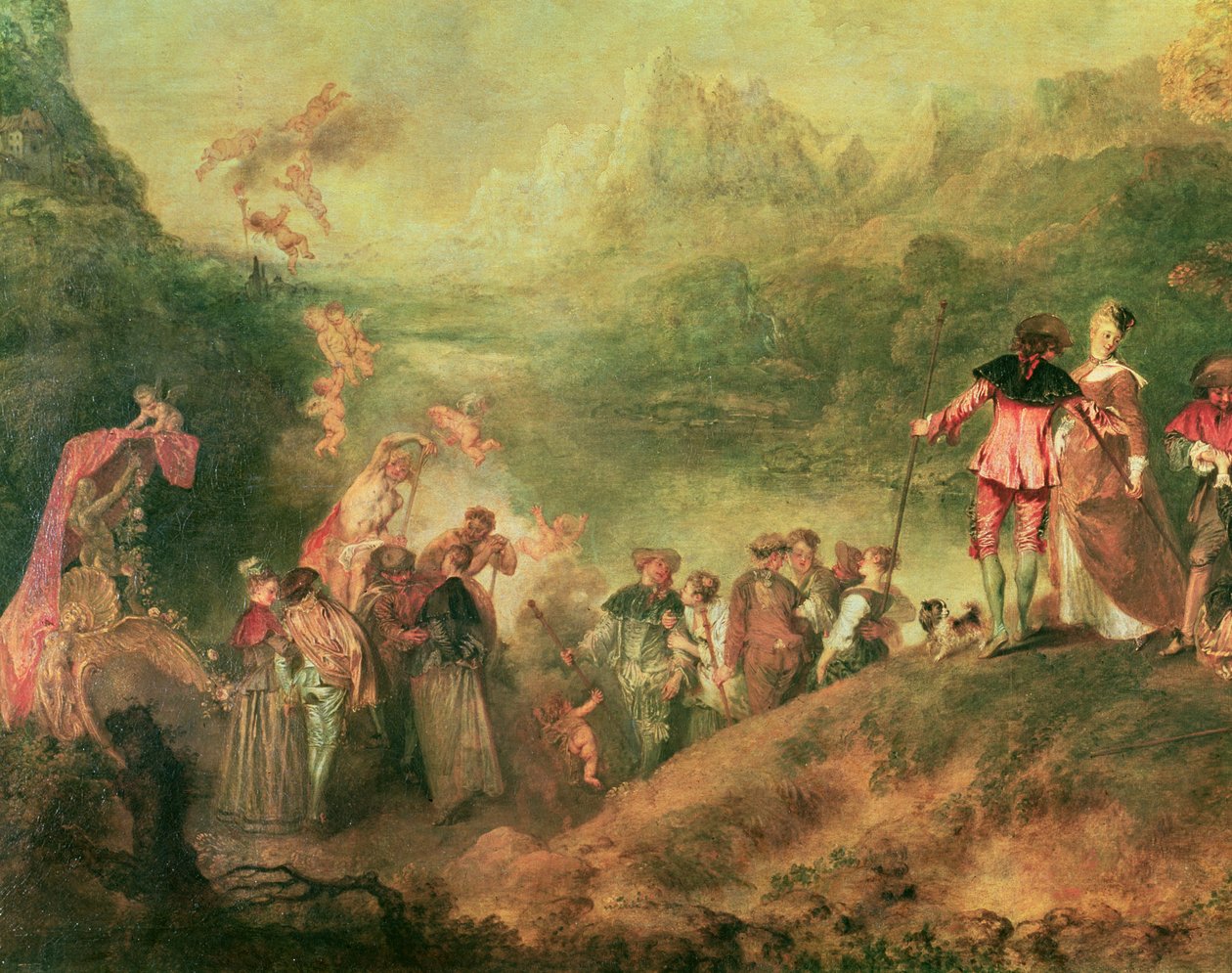 Ombordstigning til Cythera, 1717 olie på lærred detalje af 3755 af Jean Antoine Watteau