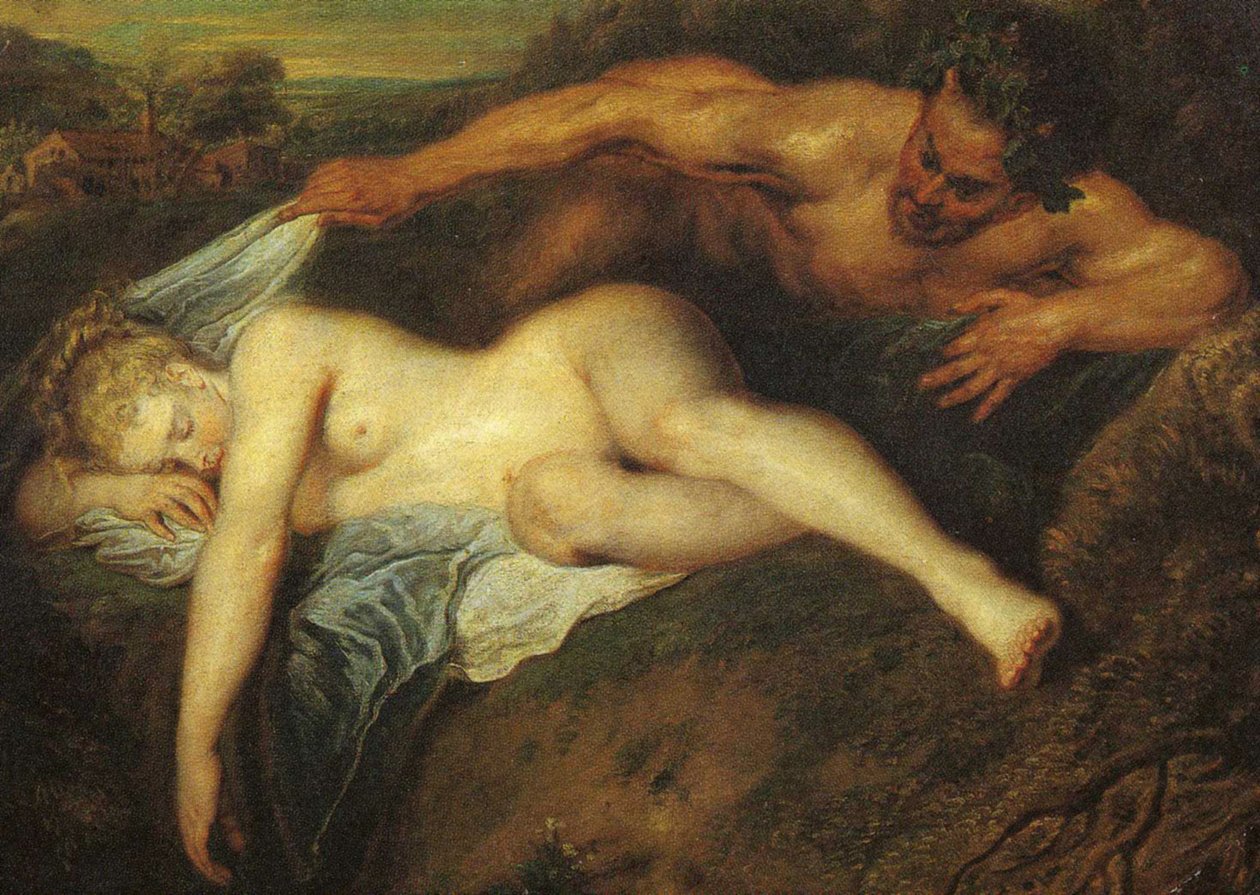 Nymfe og satyr, også kendt som Jupiter og Antiope, detalje af Jean Antoine Watteau