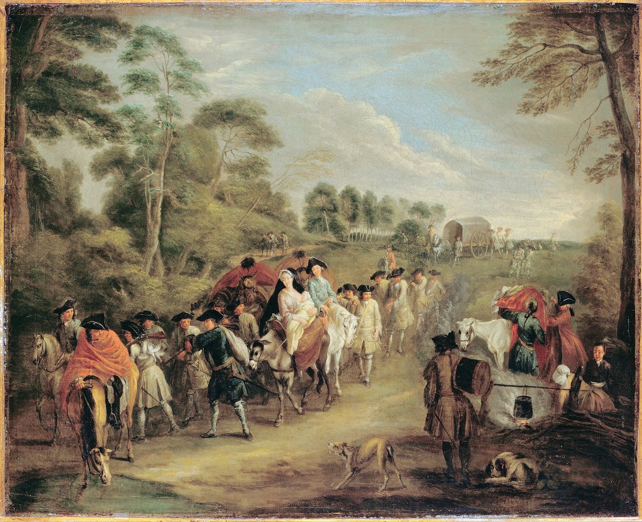 Soldater i marts af Jean Antoine Watteau
