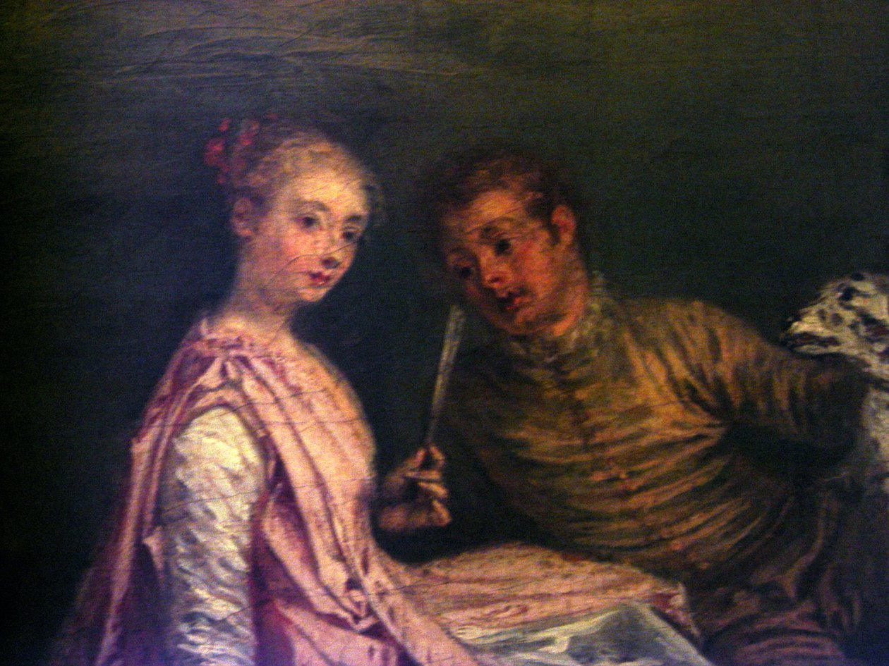 Stoppet under jagten (detalje) af Jean Antoine Watteau