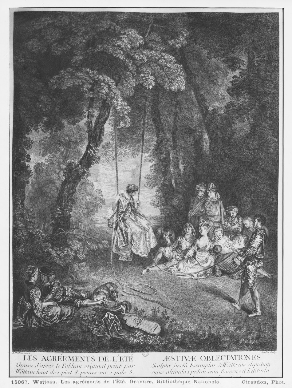 Sommerens glæder, indgraveret af Francois Joullain (1697-1778) af Jean Antoine Watteau