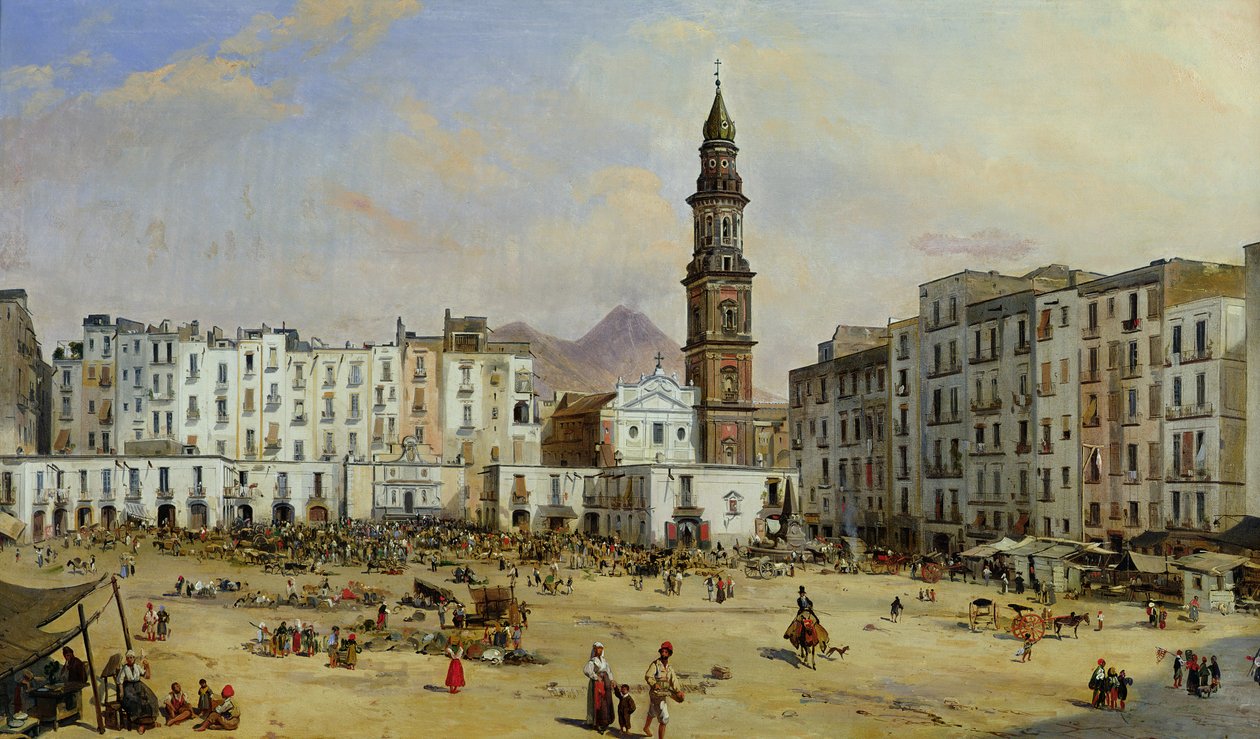 Piazza Mazaniello, Napoli af Jean Auguste Bard