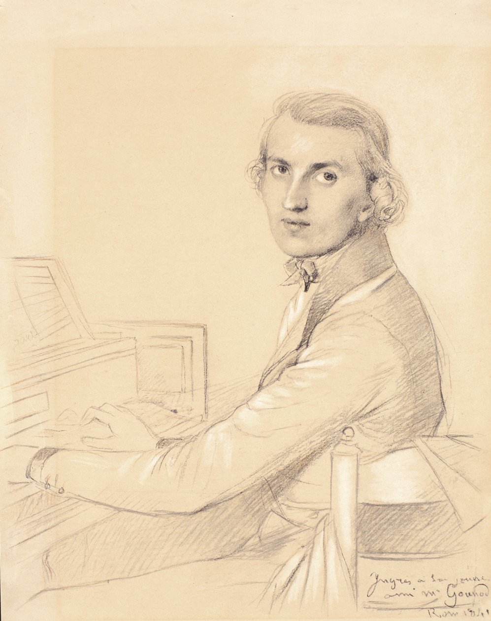 Charles Gounod (1818-93) 1841 (grafit på papir forhøjet med hvidt kridt) (se også 159090) af Jean Auguste Dominique Ingres