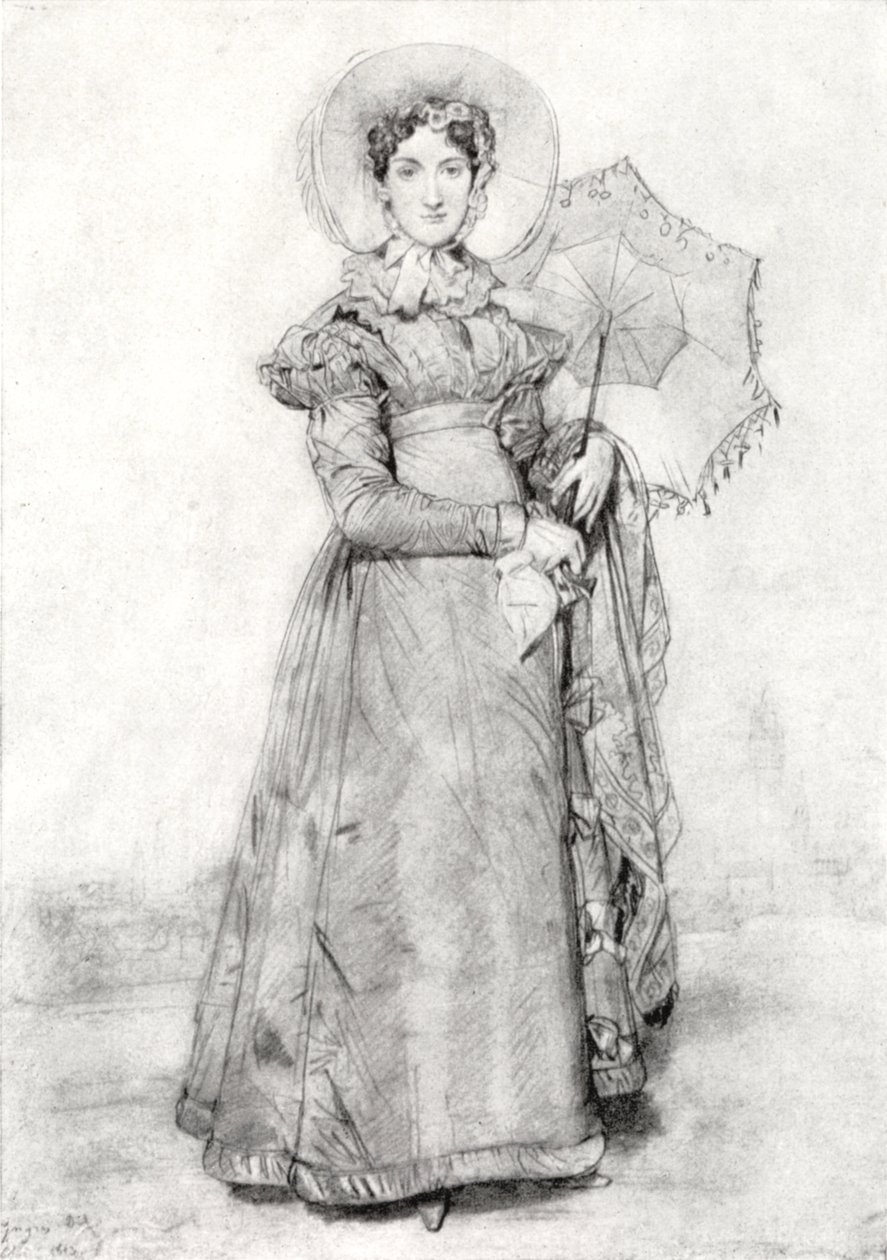 Dame med paraply af Jean Auguste Dominique Ingres