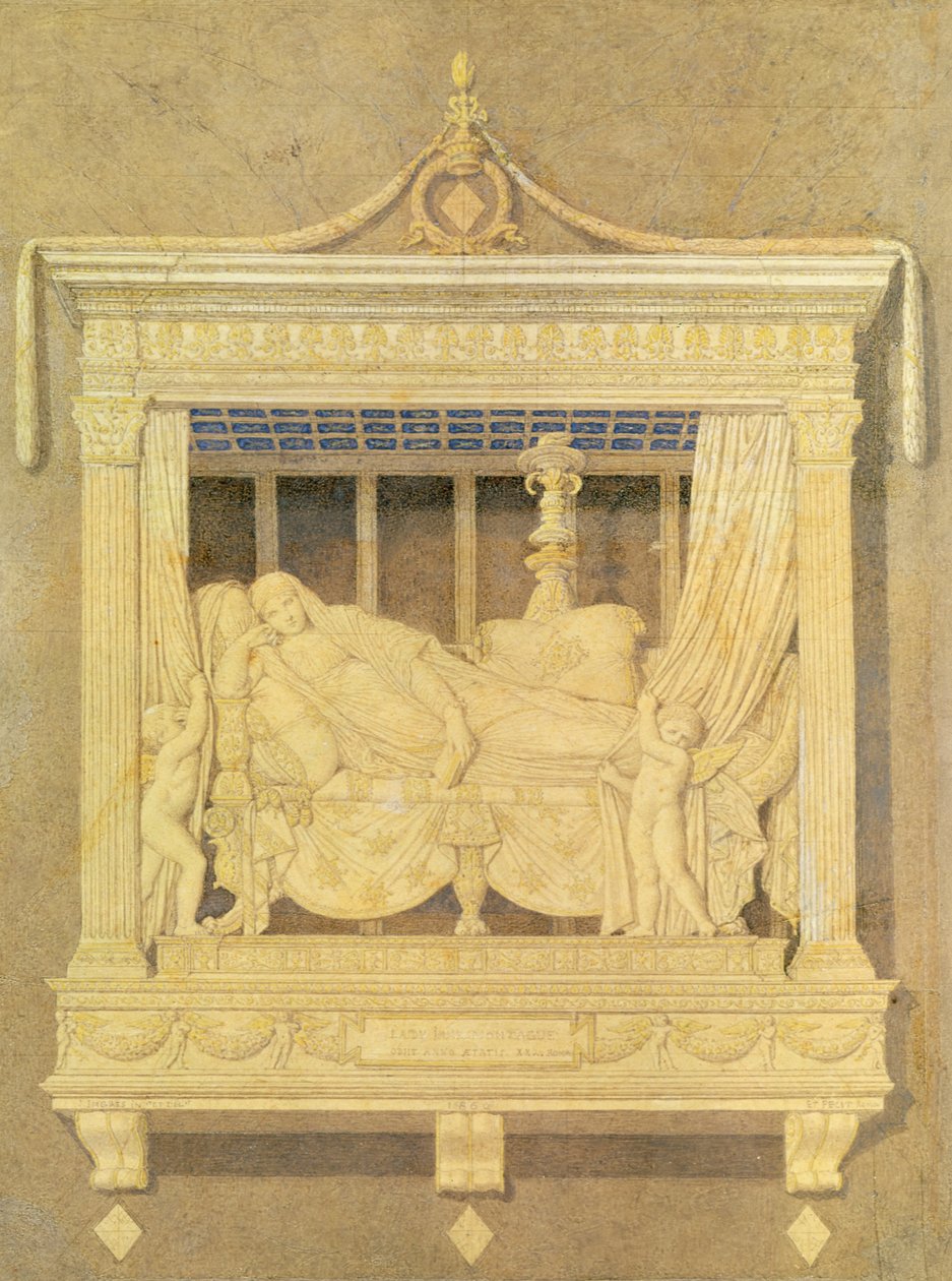 Udkast til Lady Montagues grav, 1860 (rød blyant på papir) af Jean Auguste Dominique Ingres