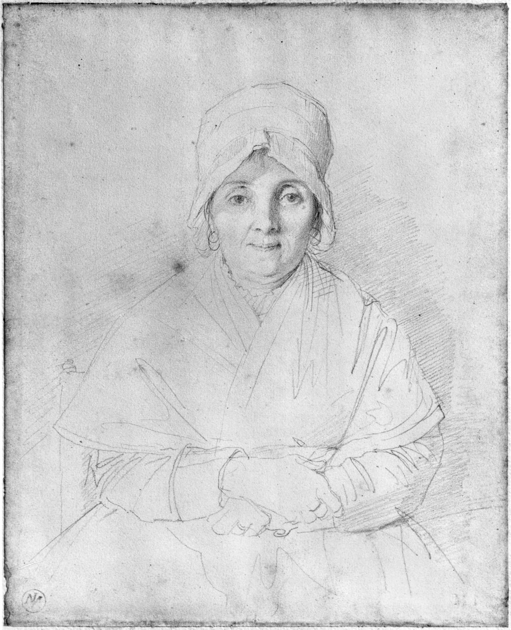 Madame Ingres Mere (1758-1817) 1814 (grafit på papir) af Jean Auguste Dominique Ingres