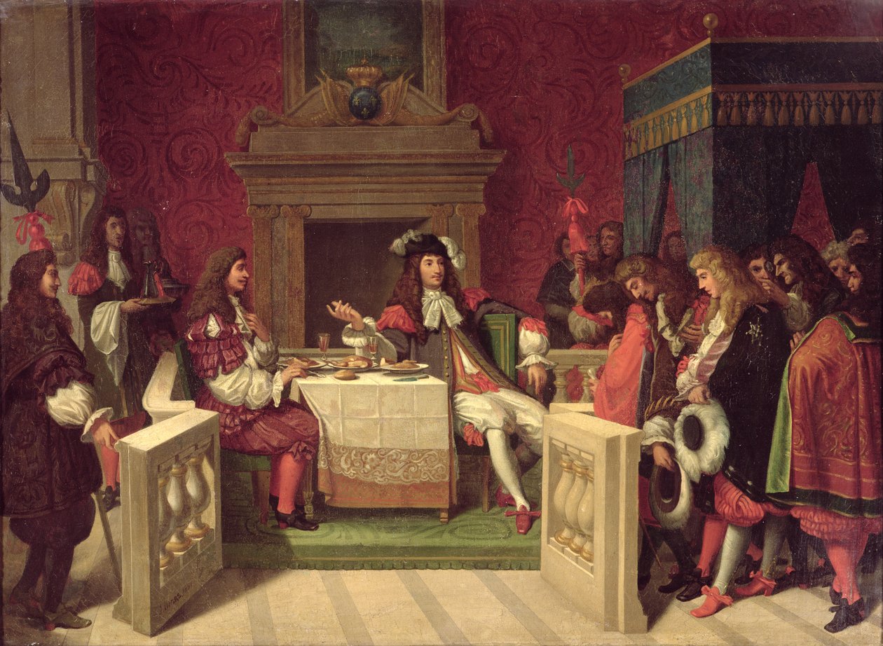Moliere (1622-73) Spise middag med Ludvig XIV (1638-1715) 1857 af Jean Auguste Dominique Ingres