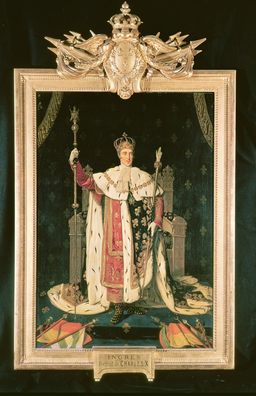 Portræt af Charles X (1757-1836) i kroningsklæder, 1829 af Jean Auguste Dominique Ingres