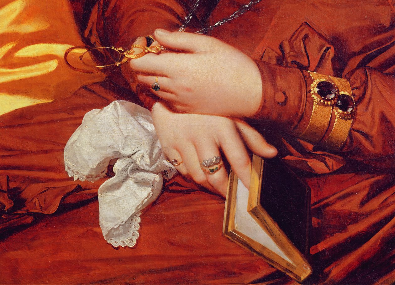 Portræt af Madame Marcotte, detalje af hendes hænder, 1826 (detalje af 83538) af Jean Auguste Dominique Ingres