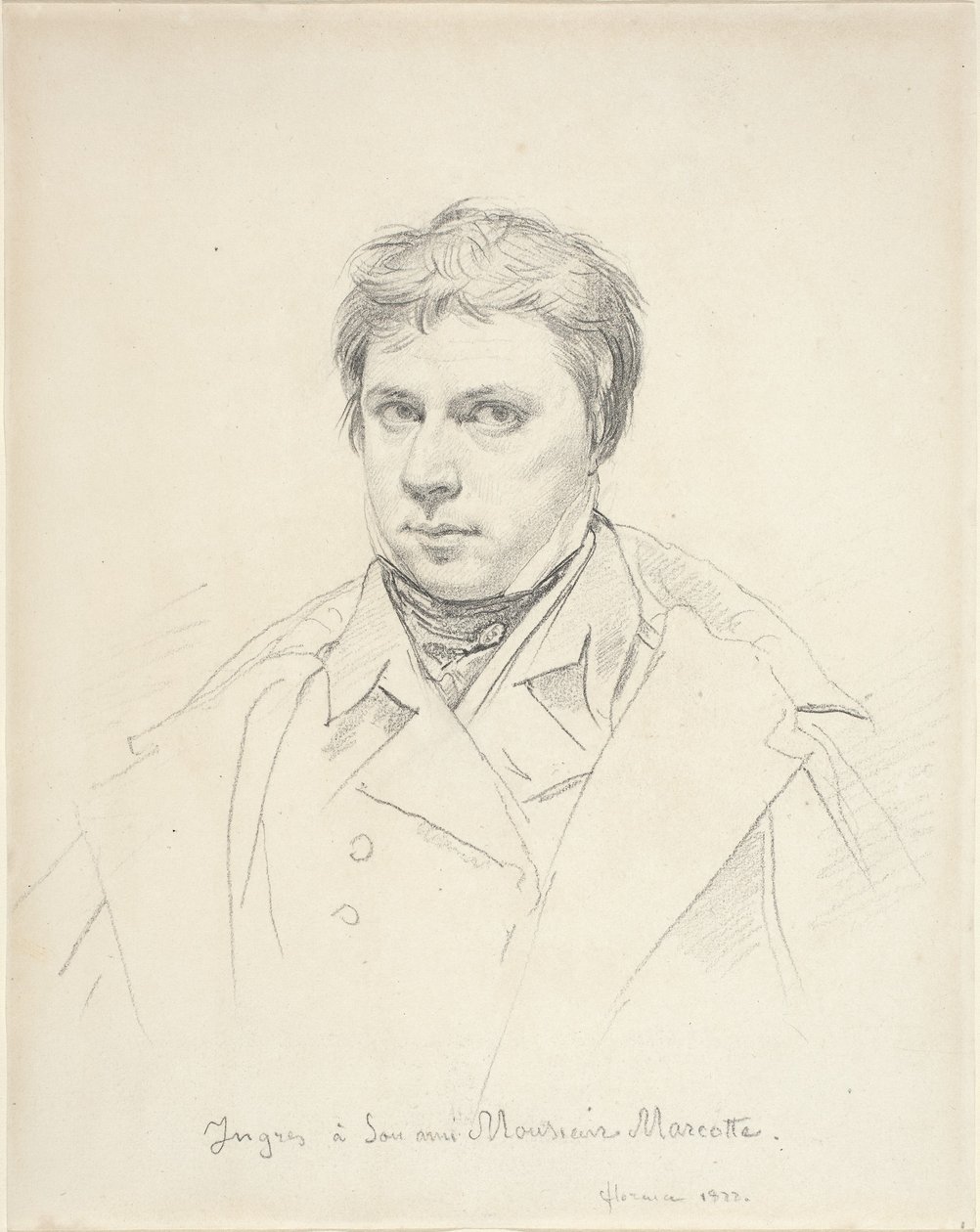 Selvportræt, 1822 (grafit på vævet papir, nedlagt) af Jean Auguste Dominique Ingres