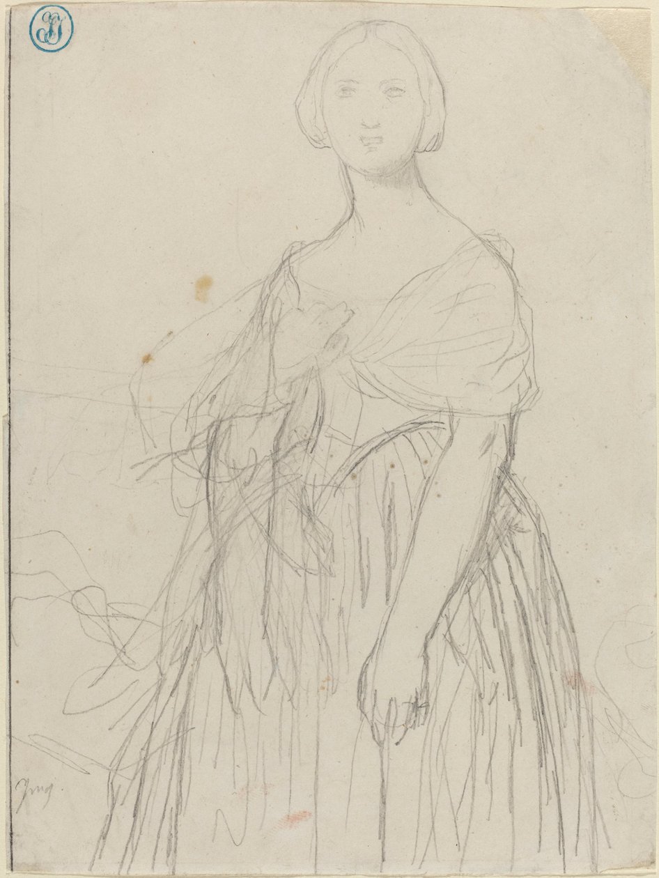 Skitse til Madame Moitessier af Jean Auguste Dominique Ingres
