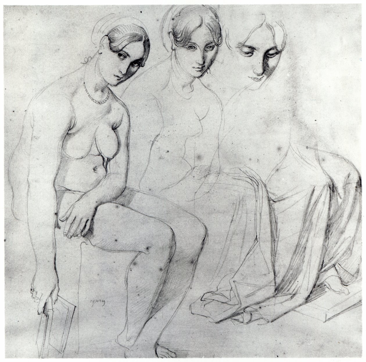 Studie for Francesca da Rimini af Jean Auguste Dominique Ingres