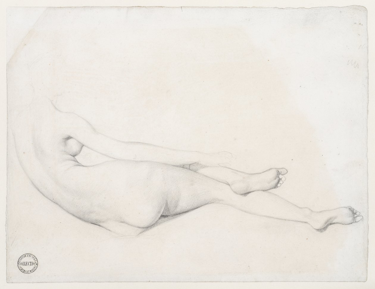Studie for La Grande Odalisque, 1814 (grafit på vævet papir) af Jean Auguste Dominique Ingres