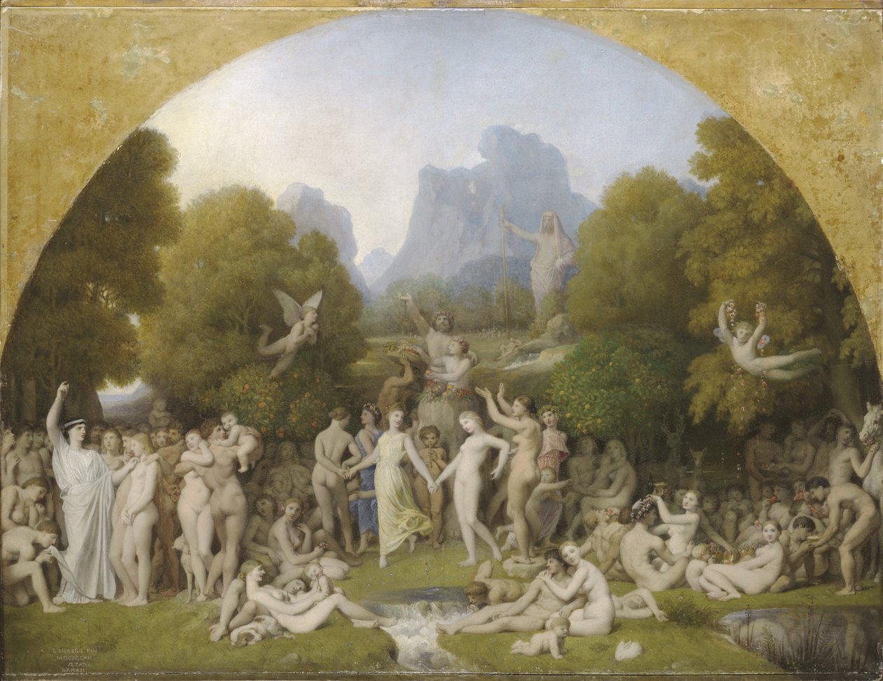 The Golden Age, 1862 (olie på papir på panel) af Jean Auguste Dominique Ingres
