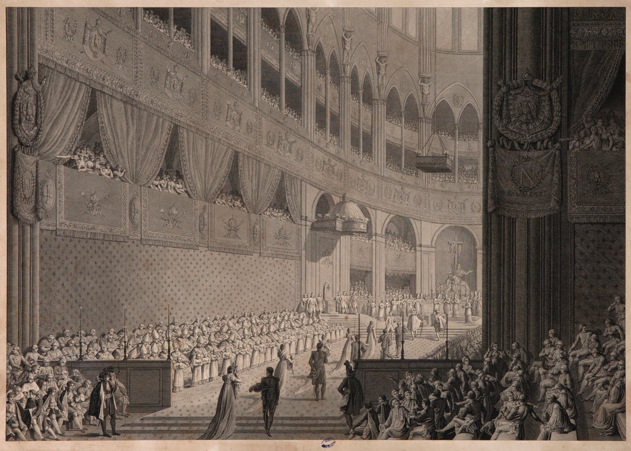 Kroningen af Napoleon I, ca. 1805 af Jean Baptiste and Fontaine, Pierre Francois Leonard Isabey
