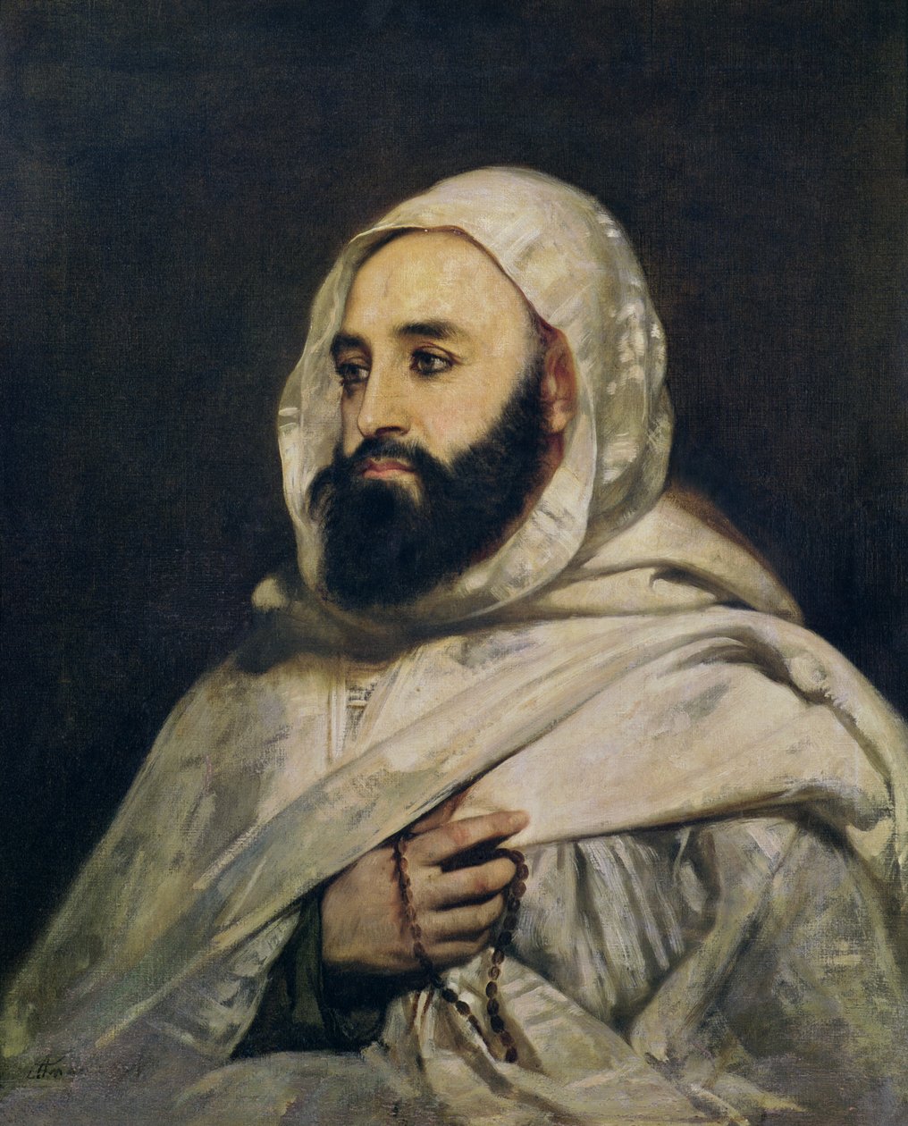 Portræt af F Abd al-Qadir (1808-83) af Jean Baptiste Ange Tissier