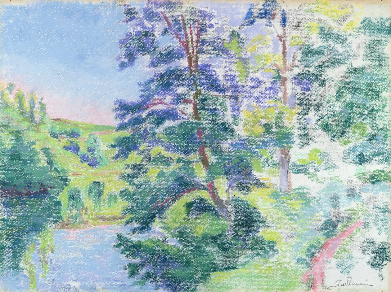 Landskab (pastel på papir) af Jean Baptiste Armand Guillaumin