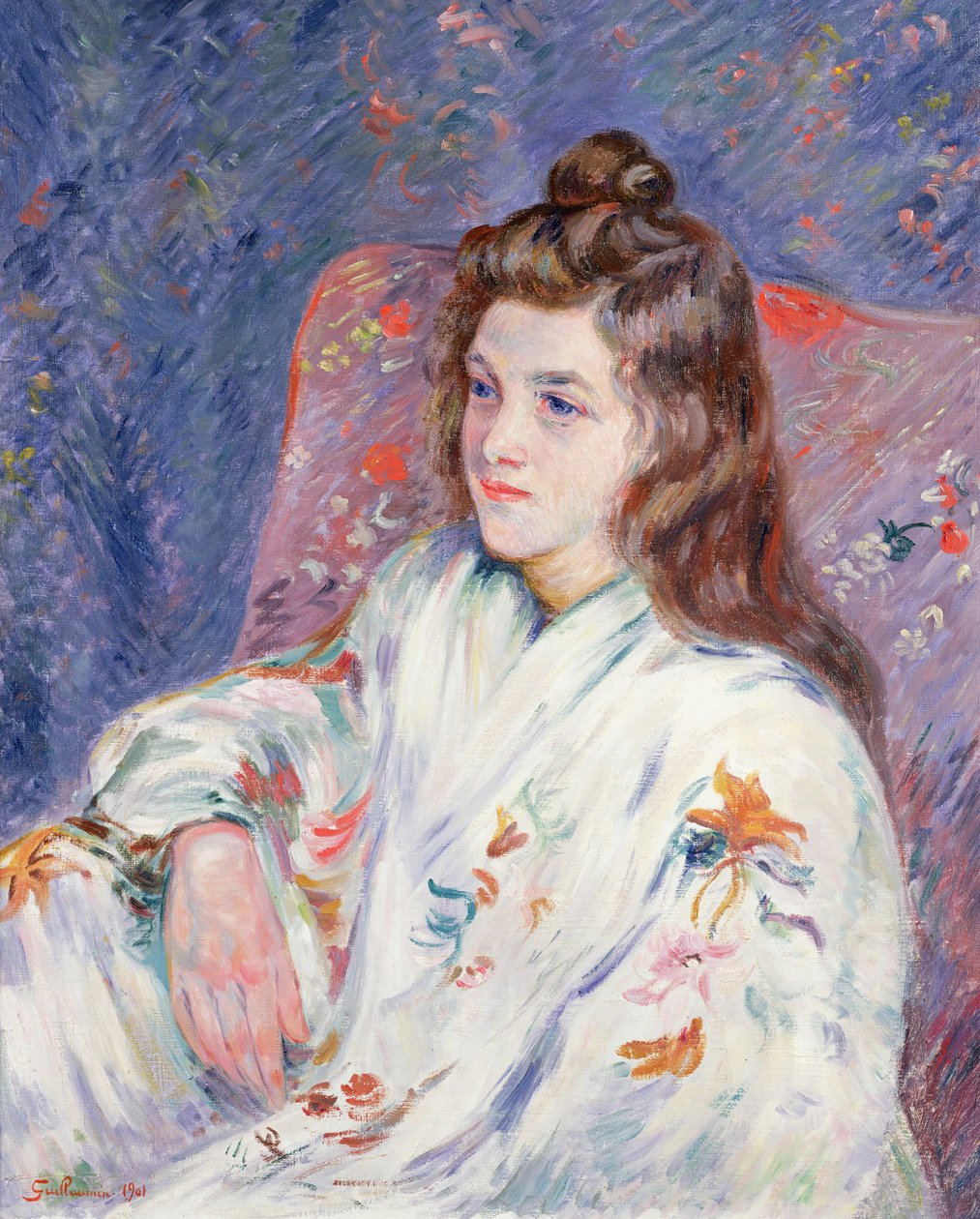 Portræt af Mlle. Guillaumin i en kimono, 1901 af Jean Baptiste Armand Guillaumin