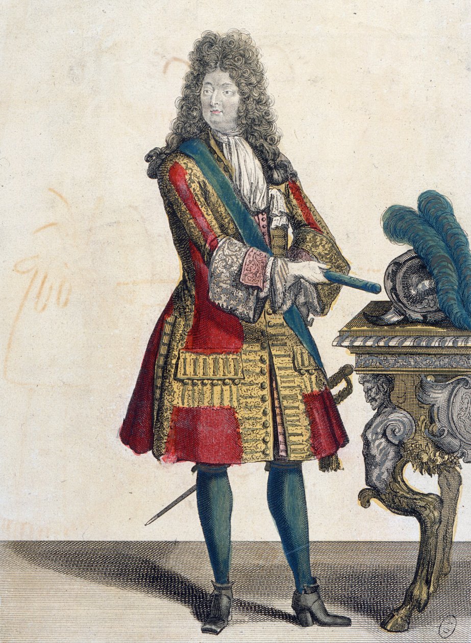 Ludvig XIV (1638-1715) (farvestik) af Jean Baptiste Bonnart