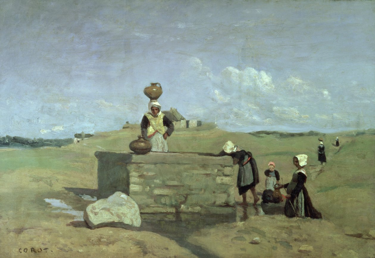 Bretonske kvinder ved brønden nær Batz, ca. 1842 af Jean Baptiste Camille Corot