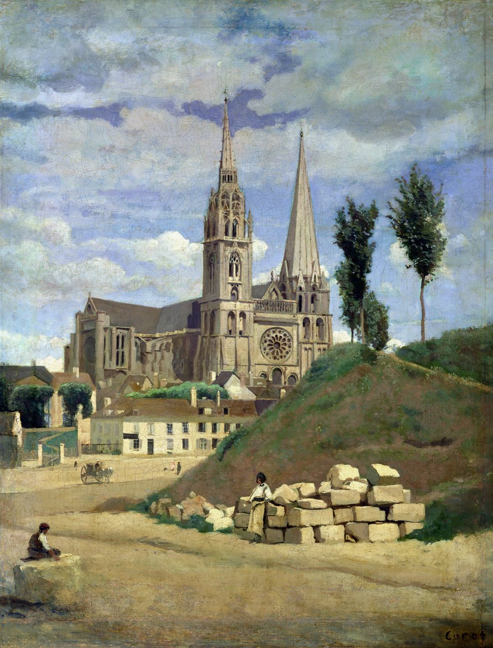 Chartres katedral, 1830 af Jean Baptiste Camille Corot