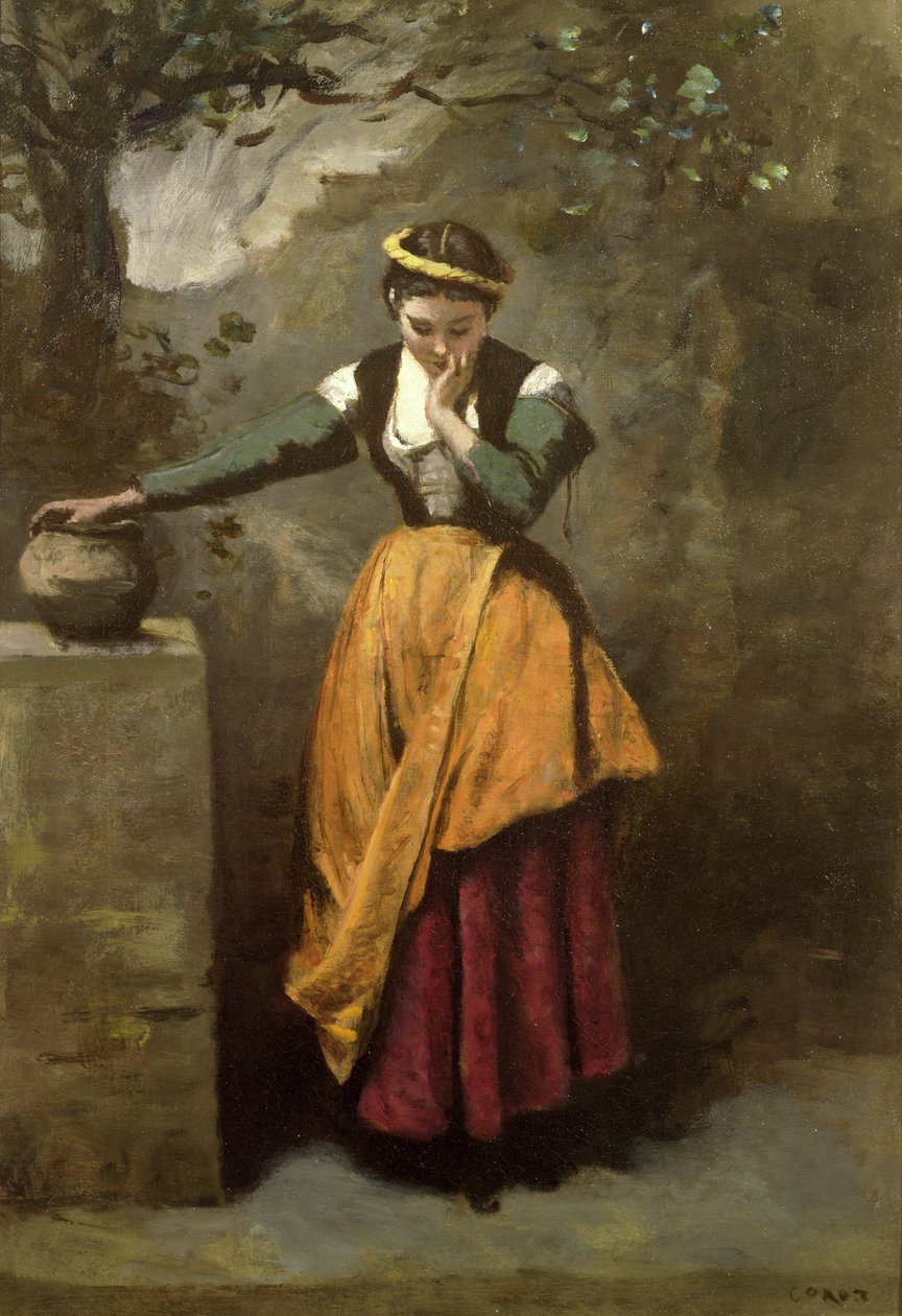 Drømmeren ved springvandet, ca. 1860 af Jean Baptiste Camille Corot