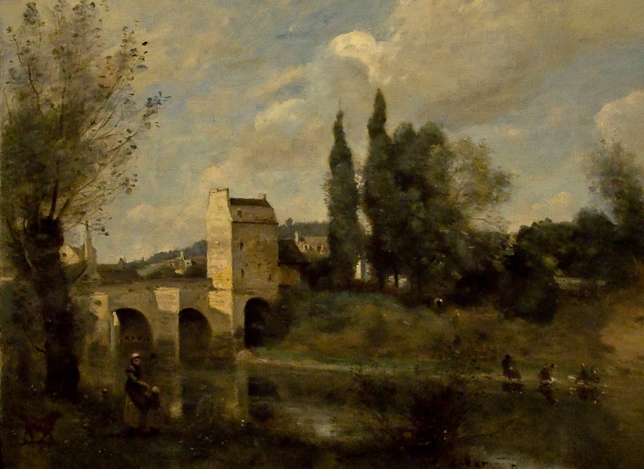 En bro ved Mantes af Jean Baptiste Camille Corot