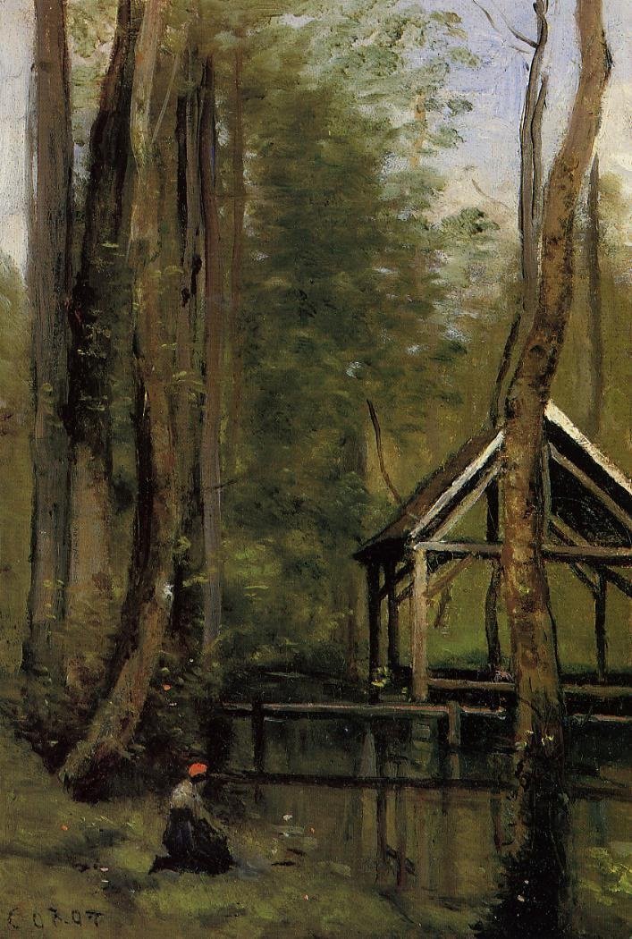 Fiskerilokale i Mathois nær Gournay en Bray af Jean Baptiste Camille Corot