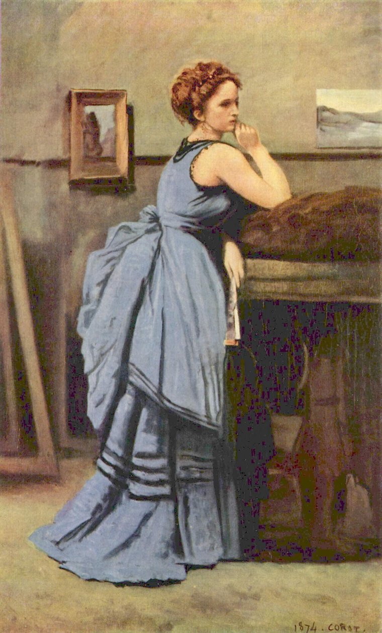 Kvinde i blåt af Jean Baptiste Camille Corot