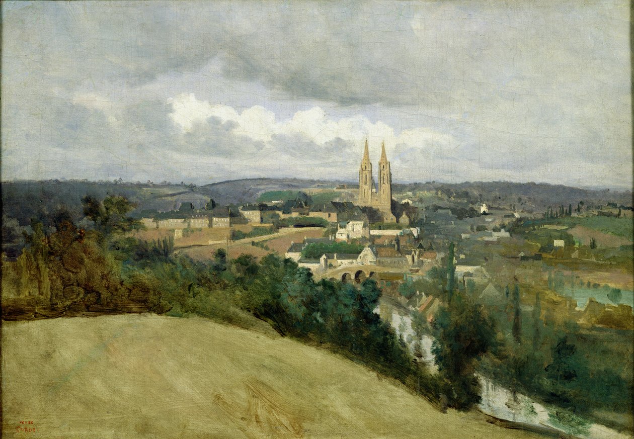 Generelt syn på byen Saint-Lo, ca. 1833 af Jean Baptiste Camille Corot