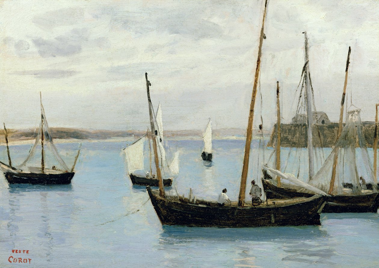 Granville, Fiskerbåde, ca. 1860 af Jean Baptiste Camille Corot