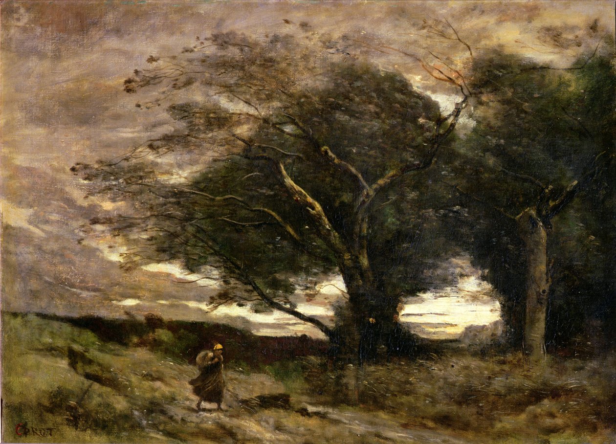 Vindstød af vind, 1866 af Jean Baptiste Camille Corot